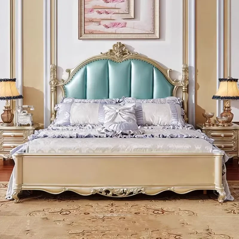 European Luxury Princess Double Bed Frame Designer Pretty Queen Size Bed Frame Modern Modular Cama Bedroom Set Furniture