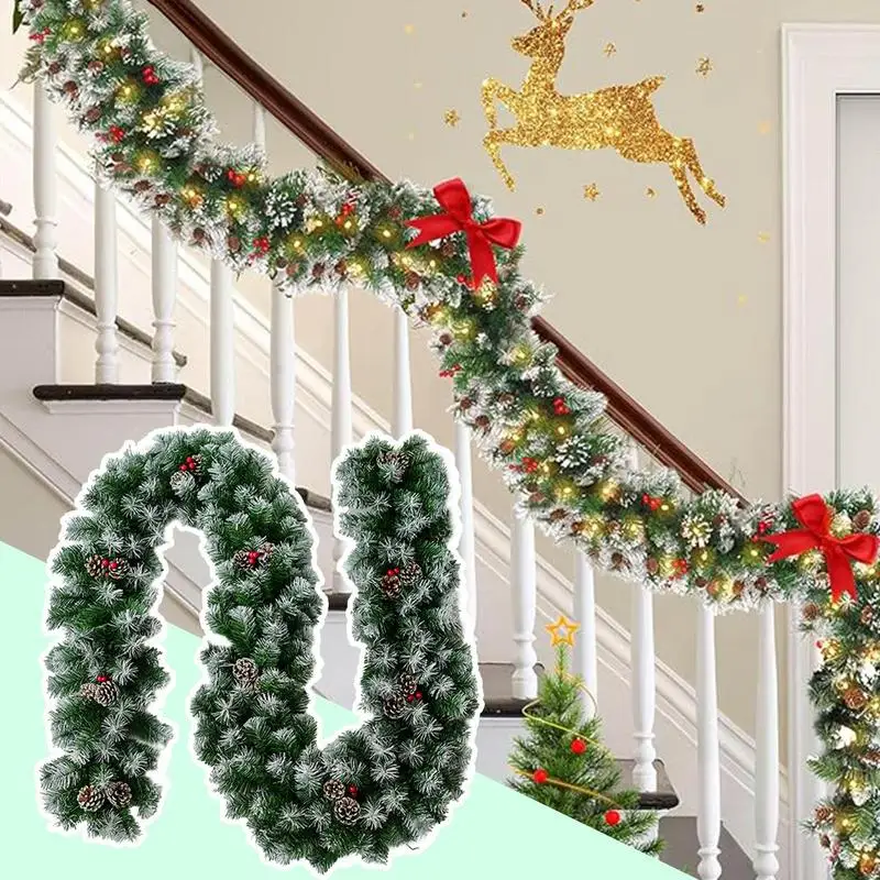 Fireplace Garland Christmas Pine Garland Artificial Garland Fireplace Garland With Pine Cones Berries 8.8 Ft Christmas Mantel