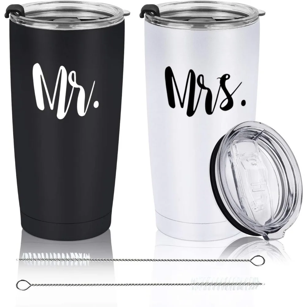 Set of 2 Stainless Steel Travel Tumbler Insulated Travel Tumbler for Wedding Engagement Ideas for Newlyweds Couples Wife Bride