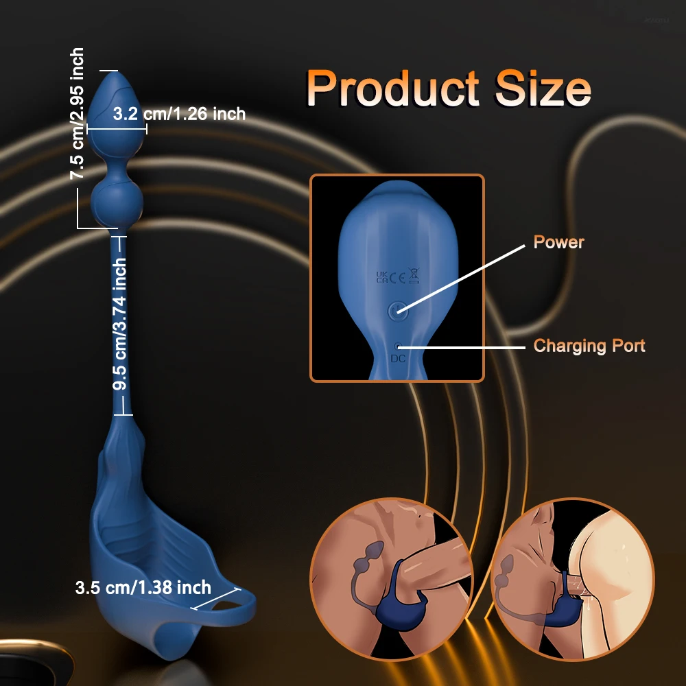 Vibrating Cock Ring Testicles Vibrator with Mini Anal Butt Delay Ejaculation Penis Ring Sex Toys for Men Couples Penisring