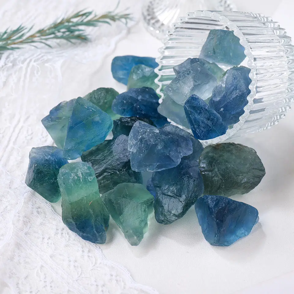 Wholesale Crystal Rough Natural Blue Green Fluorite Raw Stone Healing Quartz Specimen