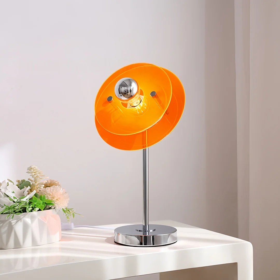 Modern LED Table Lamp Acrylic Shade Chrome Metal Base Multi-Color Bedside Lamp Home Bedroom Living Room Decor Lighting
