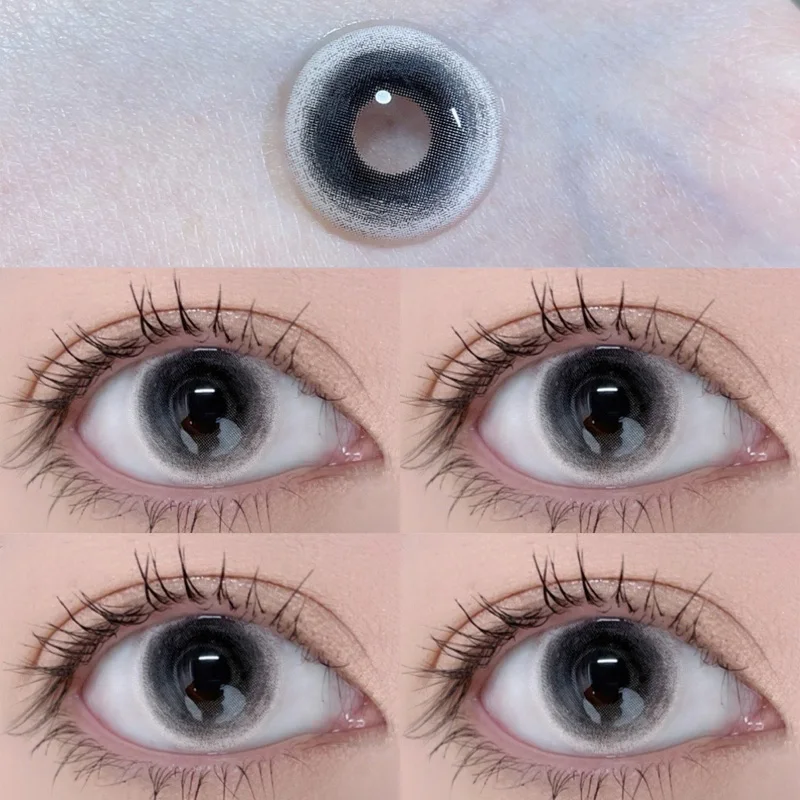 1 par de lentes de contacto de Color blanco y negro para Halloween, lentes de ojo loco