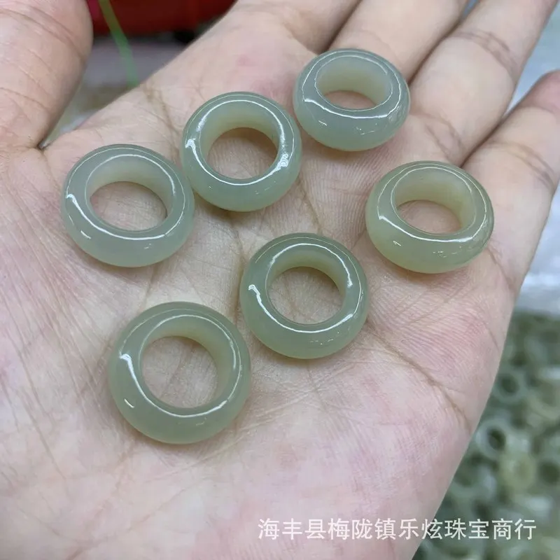 Qiemou Blue Hetian Jade Running Ring, Aqua Color, Handheld Fidget Accessory