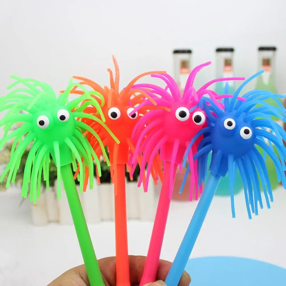 Cartoon Creative Ballpoint Pen Decompression Material Cute Hairy Octopus Head Creative Pen