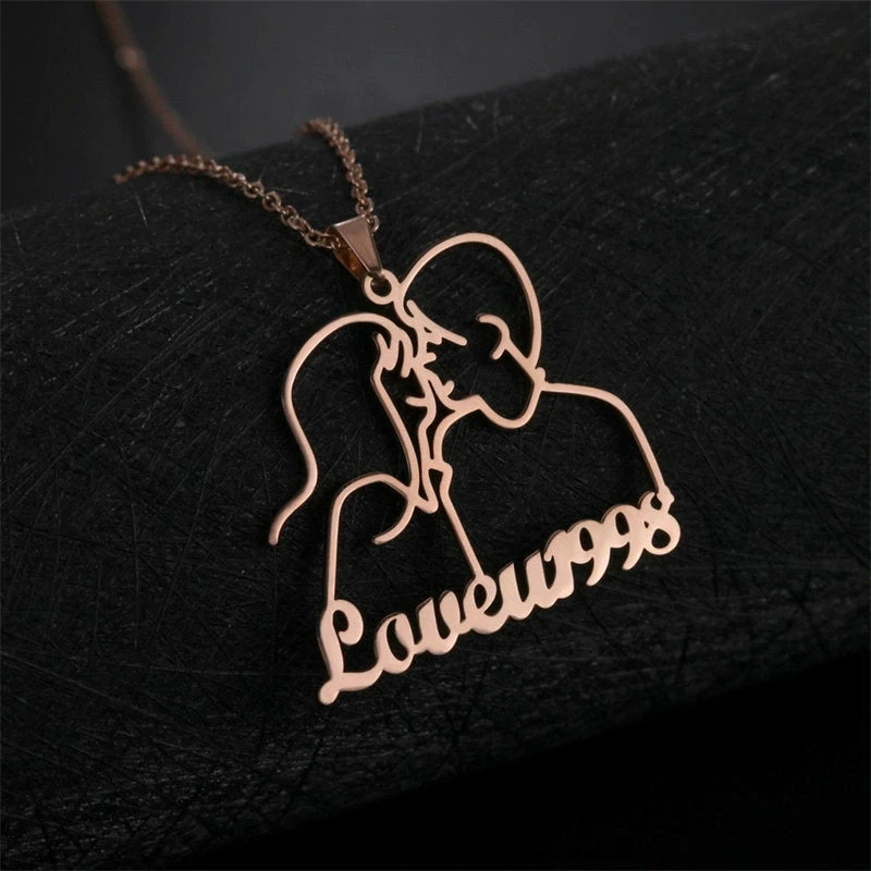 2022 New Couple Necklace For Women Men Stainless Steel Personalized Necklace Couple Custom Name Necklace Valentines Day Gifts