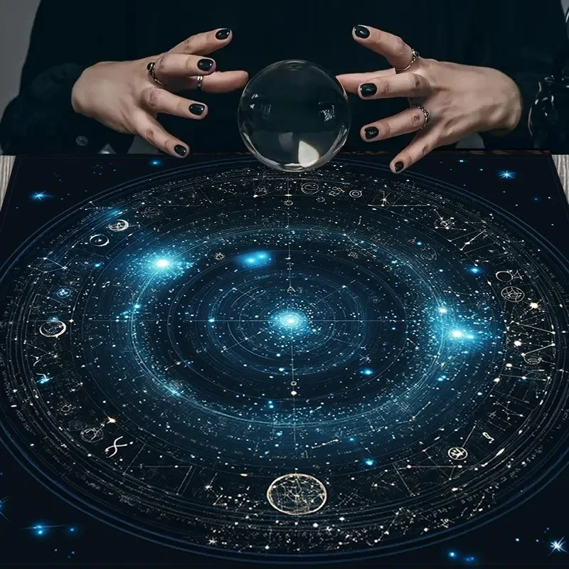 Mystical Star Chart Tarot Tablecloth Witchcraft Altar Cloth Blue Galaxy Astrological Rune Plate Oracle Card Mat Divination Cloth