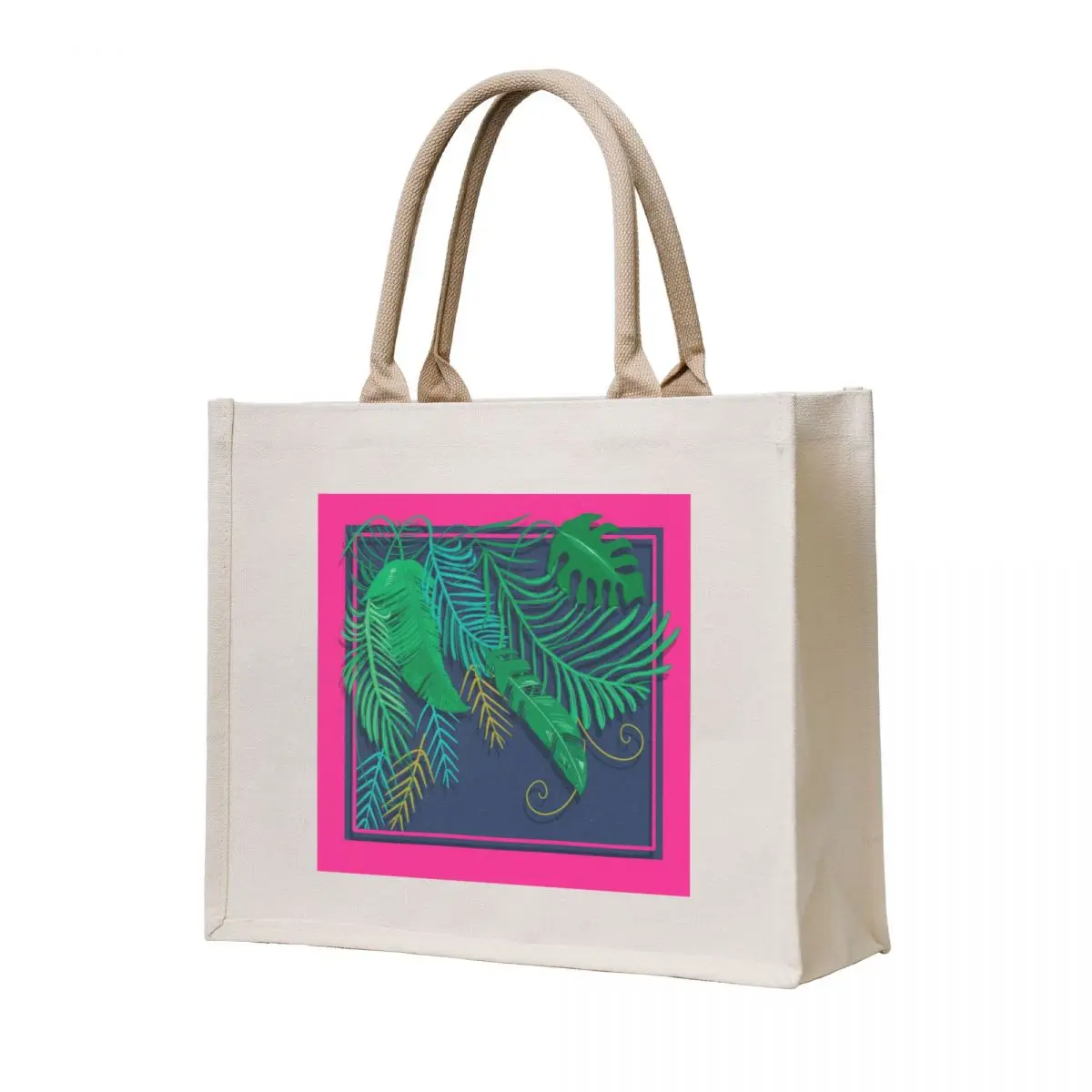 

Jungle Graphic and Pink Border by Russ Iden Art Tote Bag shopper bags shopper bag women shoping bag