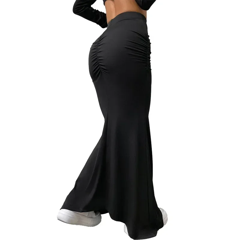 

Knitted Individuality Package Buttocks Fishtail Long Skirt Flounce Women's New Fashion Pure Color Temperament Half Body Skirt