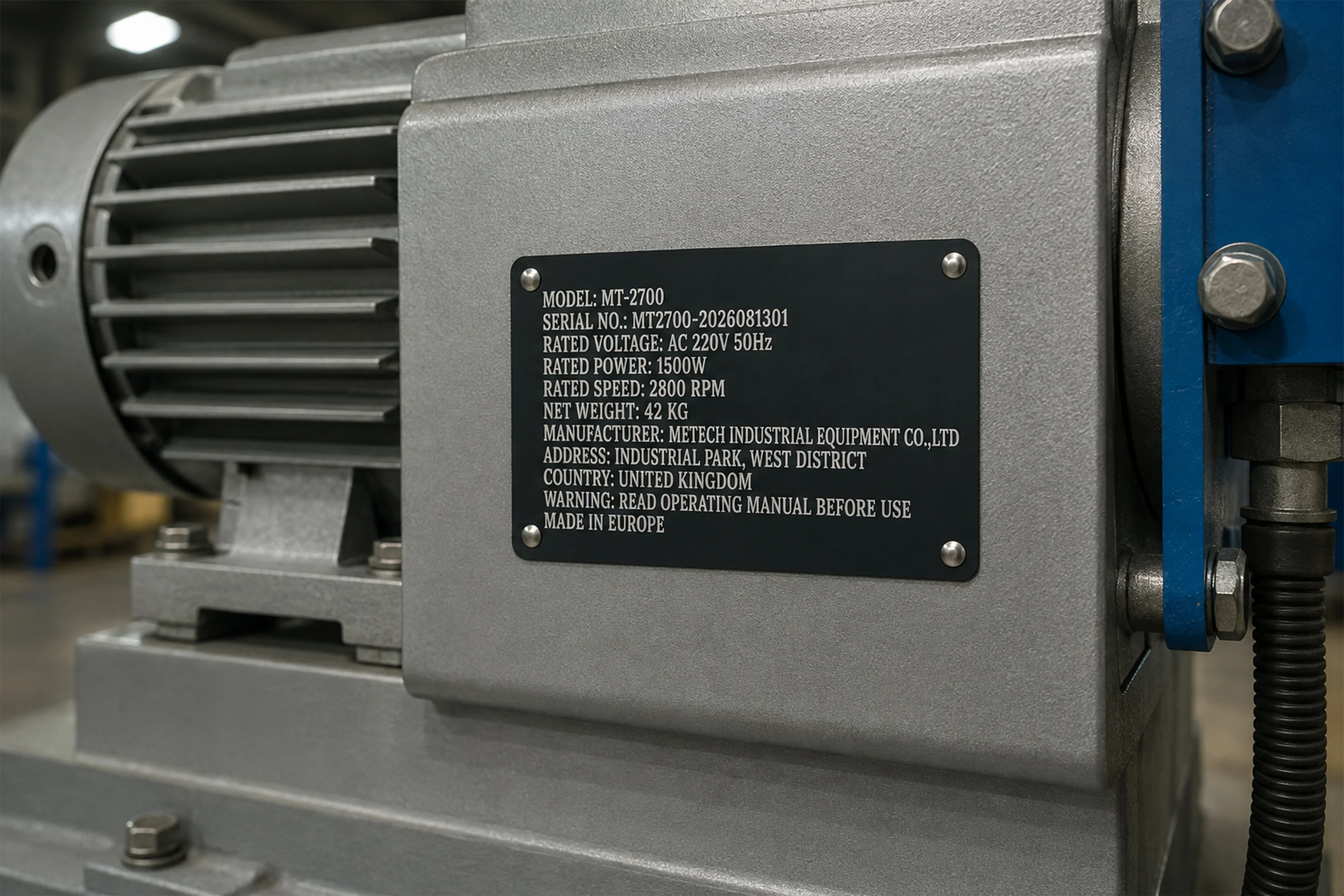 Personalized Aluminum Equipment Nameplates, Door Plates Available, and Outdoor Identification Signs with Adhesive Backing view 2