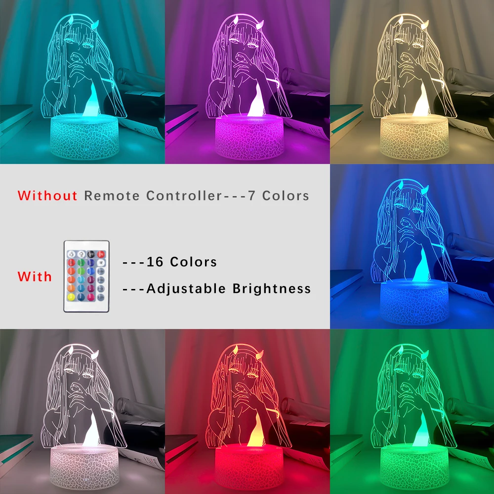 New Led Night Light Zero Two sapphire Table 3d Lamp for Bedroom Decor Light Anime Waifu Gift Darling In The Franxx Zero Two Lamp