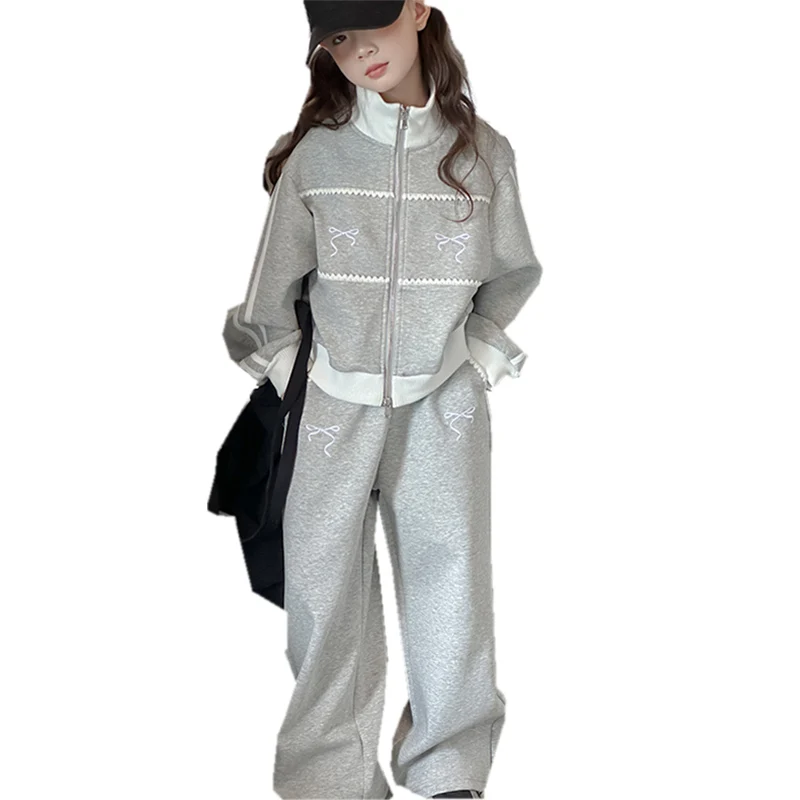 Children's Clothes Sets Girls Sports Suits Spring Autumn Jacket Pants Outdoor Causal Style Tracksuit 2 Piece Teenager Set 5-14Y