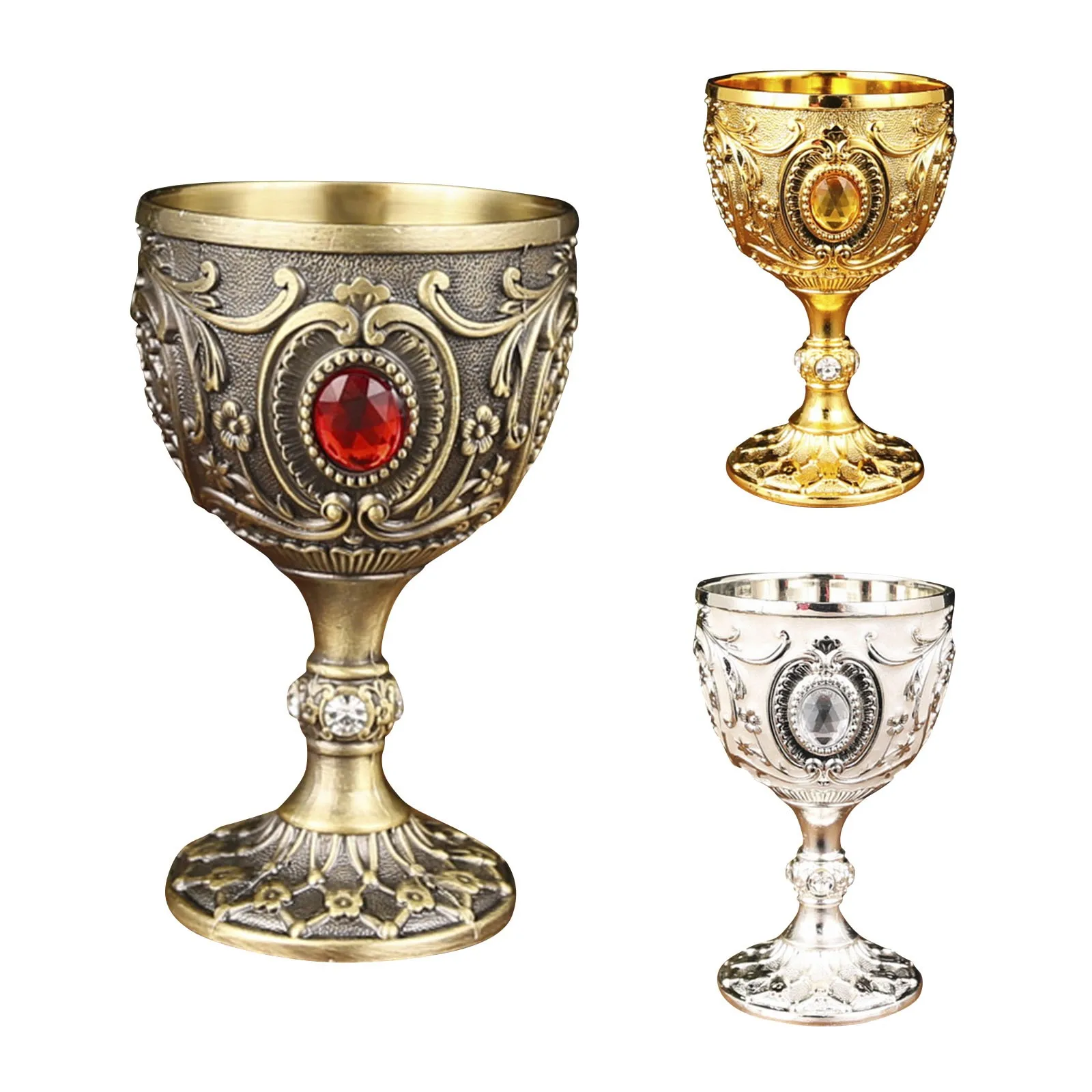 Home Retro Metal Small Wine Cup With Embossed Style Luxurious Whiskey And Red Wine Glass Suitable For Festive Parties