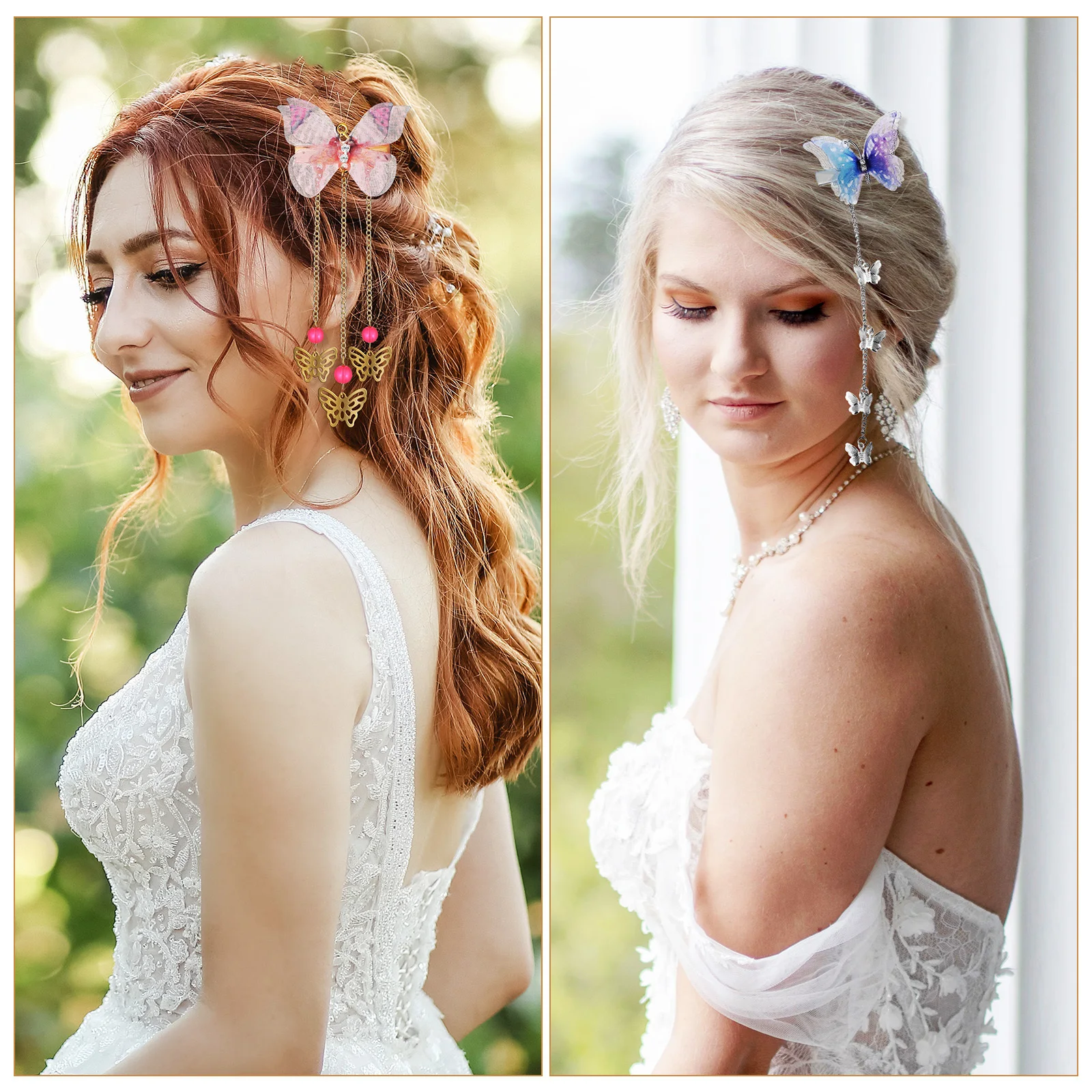 

8Pcs Butterfly Hair Clips Moving Wings Long Tassel 3D Butterfly Barrettes Hair Accessory for Party Wedding Banquet