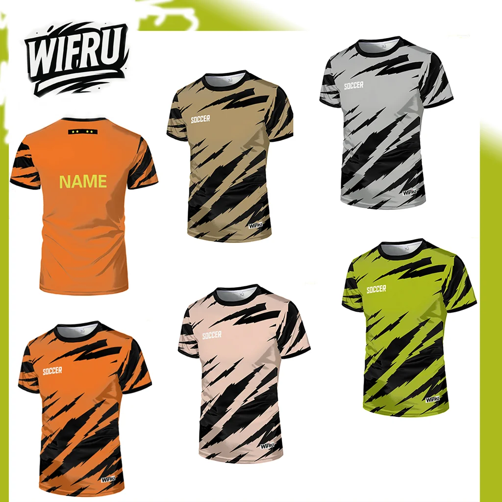 

New Men's Sports Jersey Fashion Crack Stripe Texture Graphic Short-sleeved Top Y2K Streetwear Youth Custom Casual Kid T-shirt