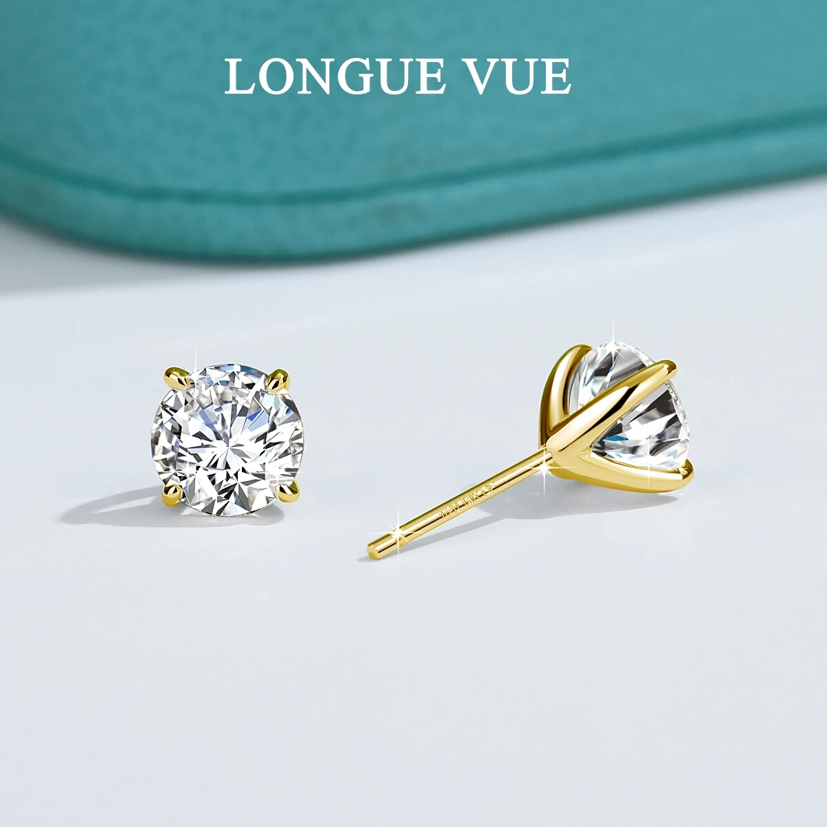 

Solid 14K Gold Filled 4 Prong D Color Moissanite Stud Earrings for Women Wedding Diamond Ear Studs Fine Jewelry Birthday Gift