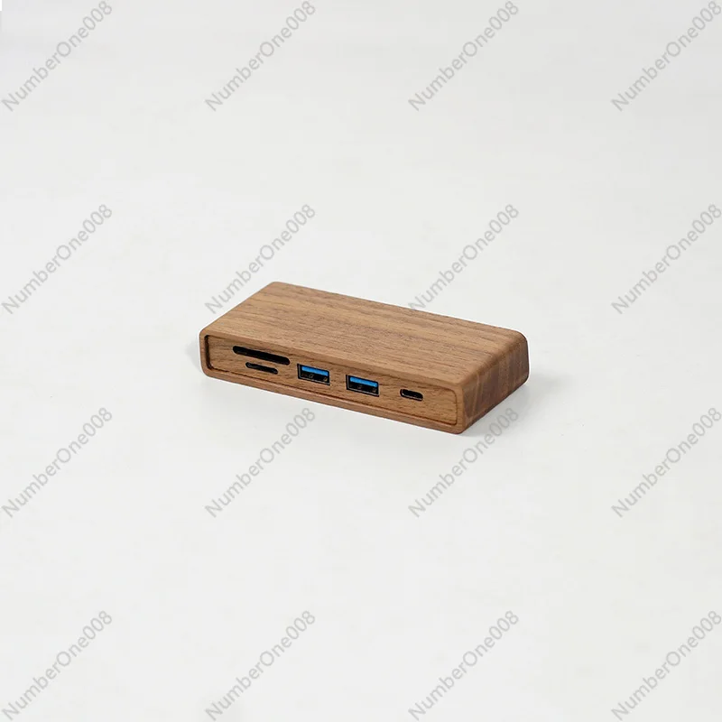 Solid Wood Black Walnut Computer Monitor Heightening Rack Special Under The Table USB3.0 Interface Splitter Docking Station HUB