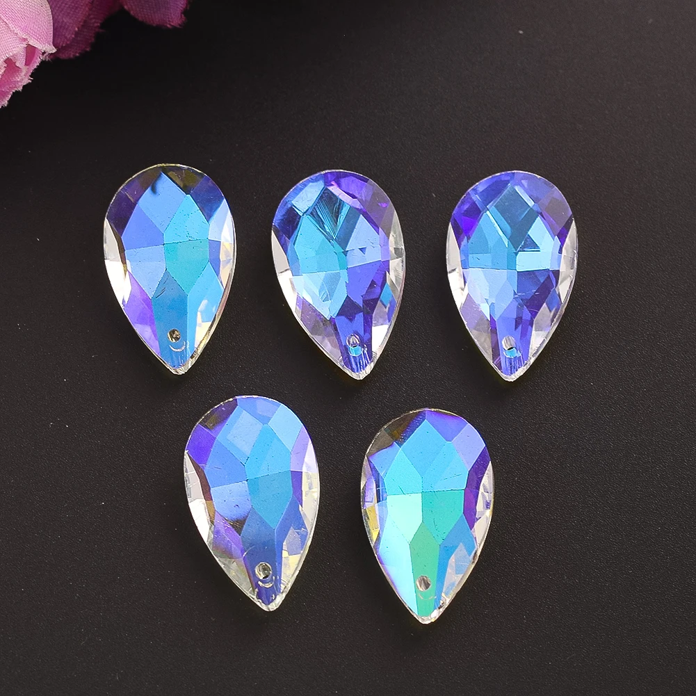 28mm AB Rainbow Color Angel Teardrop Crystal Prism Glass Crystal Beads Jewelry Findings Ornaments Sun Catchers for Garden Yard