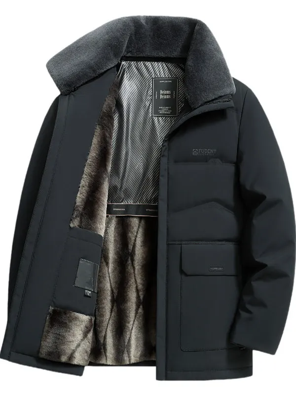 

Мужская зимняя утепленная короткая пуховая куртка с теплым воротником, на флисовой подкладке, повседневная, на молнии, с длинными рукавами, верхняя одежда