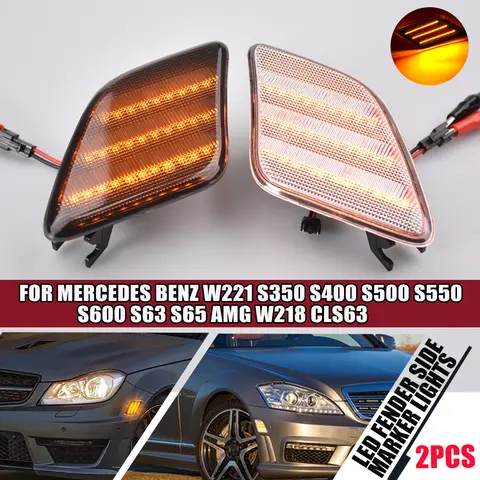 बेंज W221 S-क्लास S350 S400 S500 S550 S600 S63 S65 W218 CLS63 AMG के लिए नया फ्रंट बम्पर LED साइड मार्कर लैंप फेंडर लाइट 8 best sales कक्षा 63 - №2