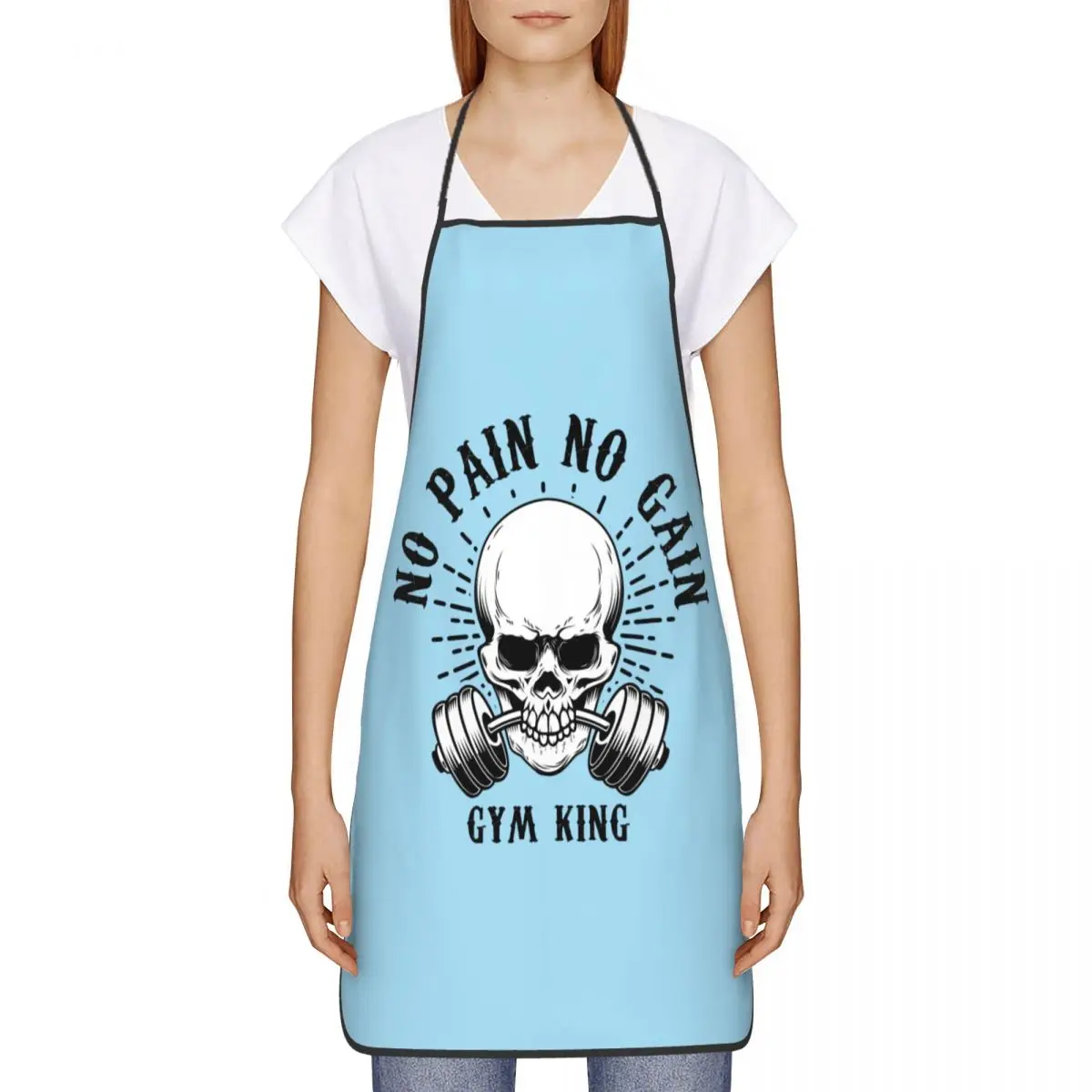 Custom Bib No Pain No Gain Apron Men Women Unisex Adult Chef Cooking Kitchen Bodybuilding Fitness Gym Tablier Cuisine Painting