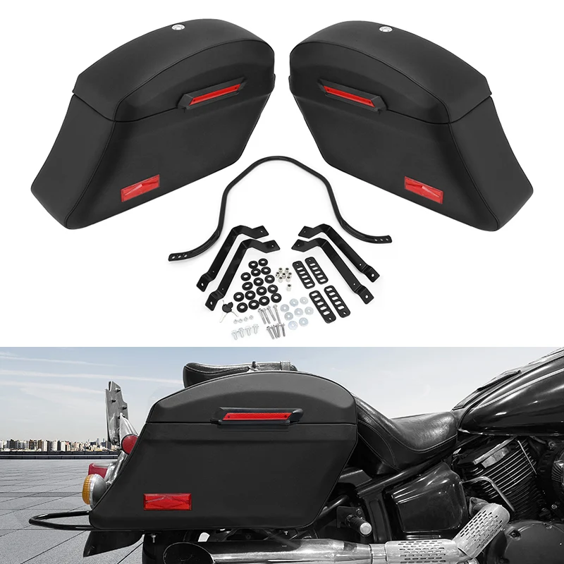 

Motorcycle Universal Travel Luggage Tank Storage Bag Saddlebag Trunk Box Hard Side Box Black For Kawasaki Honda Yamaha Suzuki