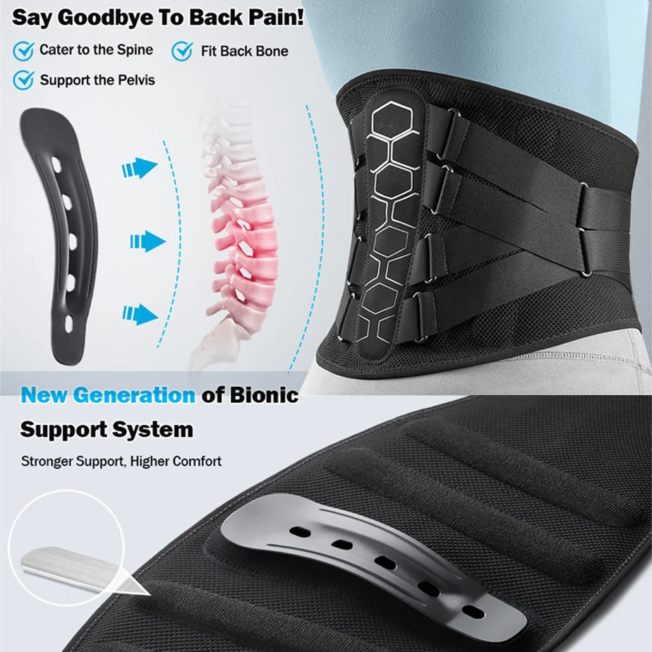 Cinturones deportivos para la parte inferior de la espalda, cinturones de soporte Lumbar, diseño ergonómico, adecuados para discos herniados,