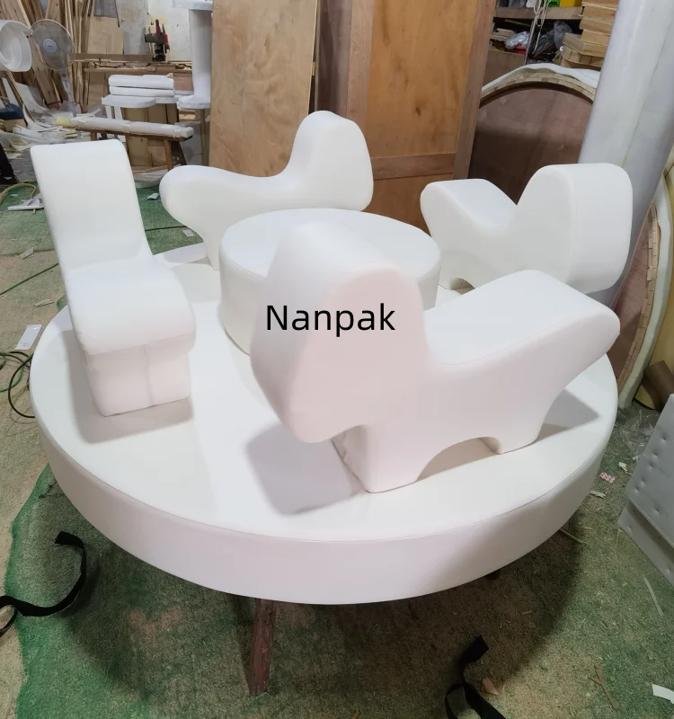 Popular White Grey Beige Animal Carousel Ride for Kids Rental Child Event Merry Go Round Rotating Electrical Soft Play Carousel