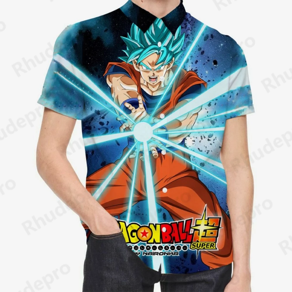 Dragon Ball Z Male Clothes Harajuku Men's Shirt Shirts Social 2024 Original Streetwear Blouse Short Sleeve Y2k Summer Vegeta