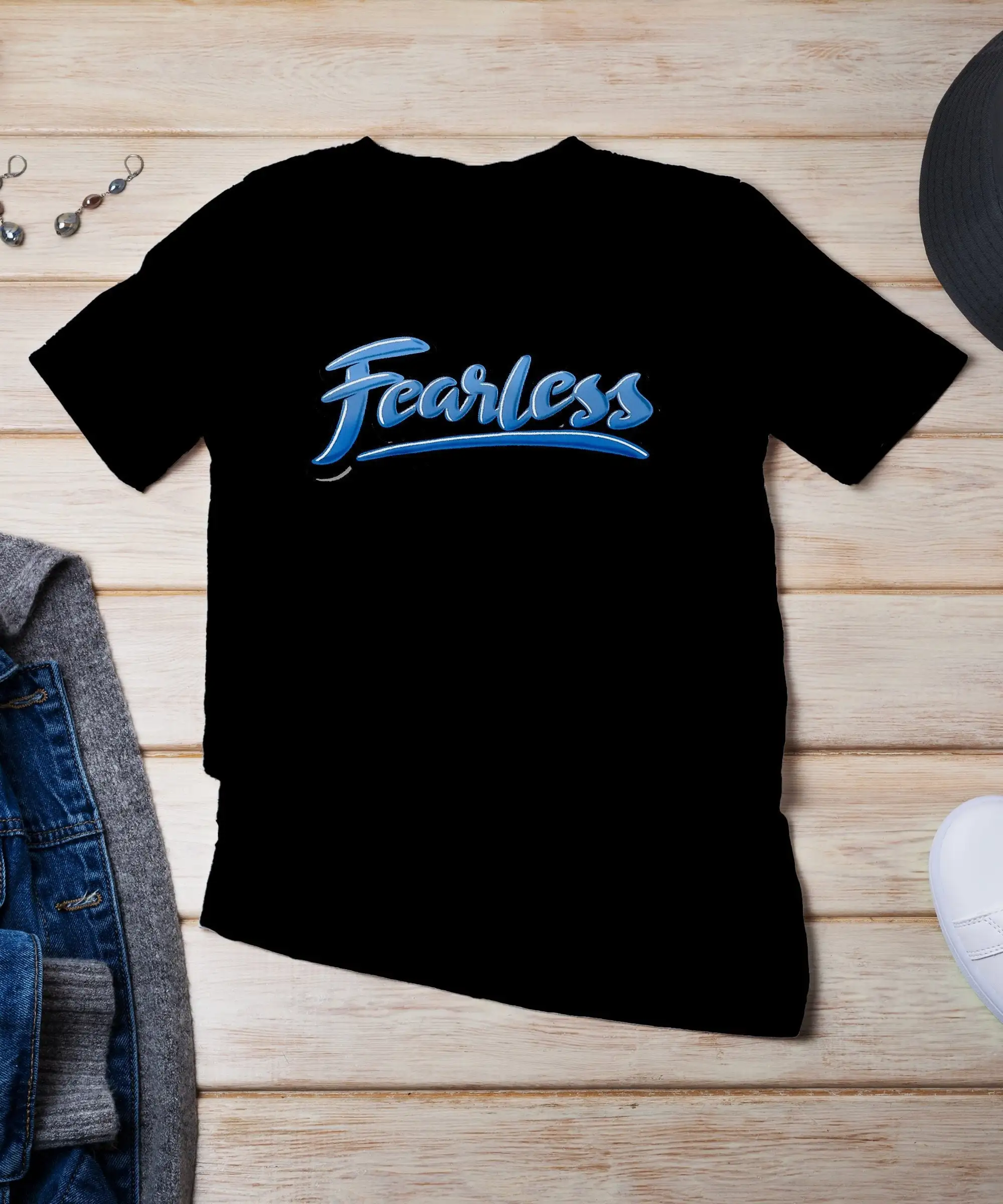 Fearless T Shirt Motivational Quote Inspirational Text Positive Message Apparel Uplifting Stylish Casual Wear