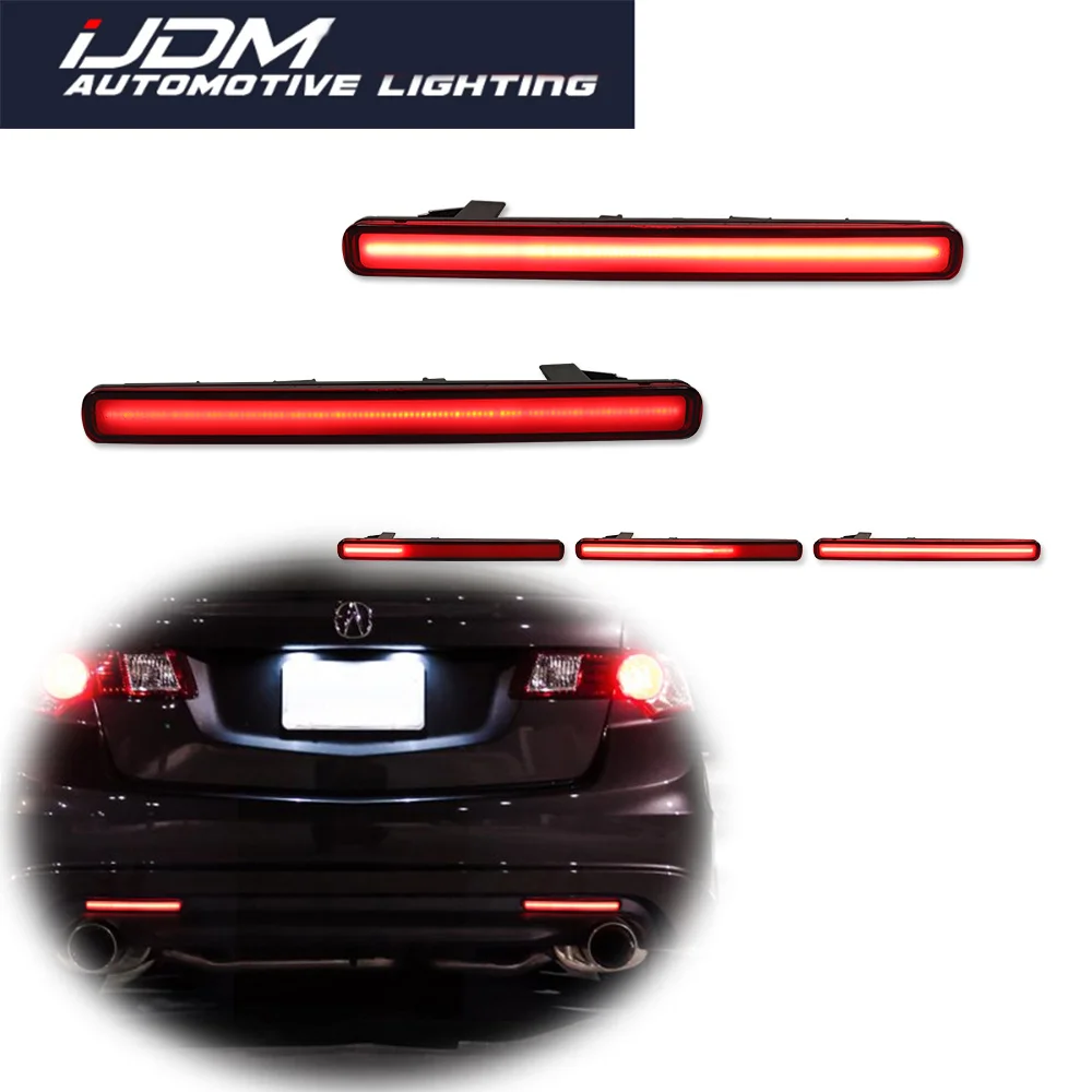 For Acura TSX (Euro Accord) 2009 2010 2011 2012 2013 2014 Red LED Car Rear Bumper Reflector Tail/Brake Fog Lights w/ Turn Signal