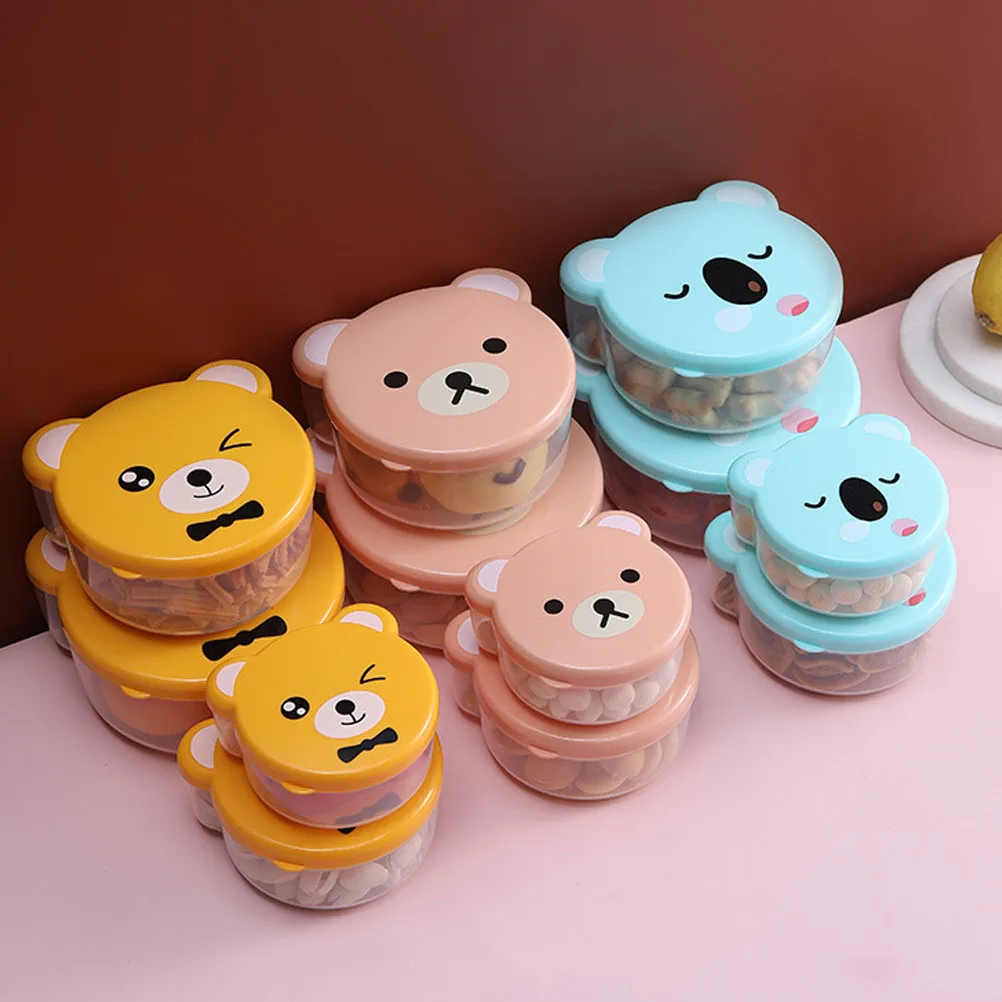

4 шт., коробки для хранения свежих продуктов с мультяшным медведем, контейнеры для еды, держатели для хранения закусок, фруктов, овощей для кухни, ресторана, отеля