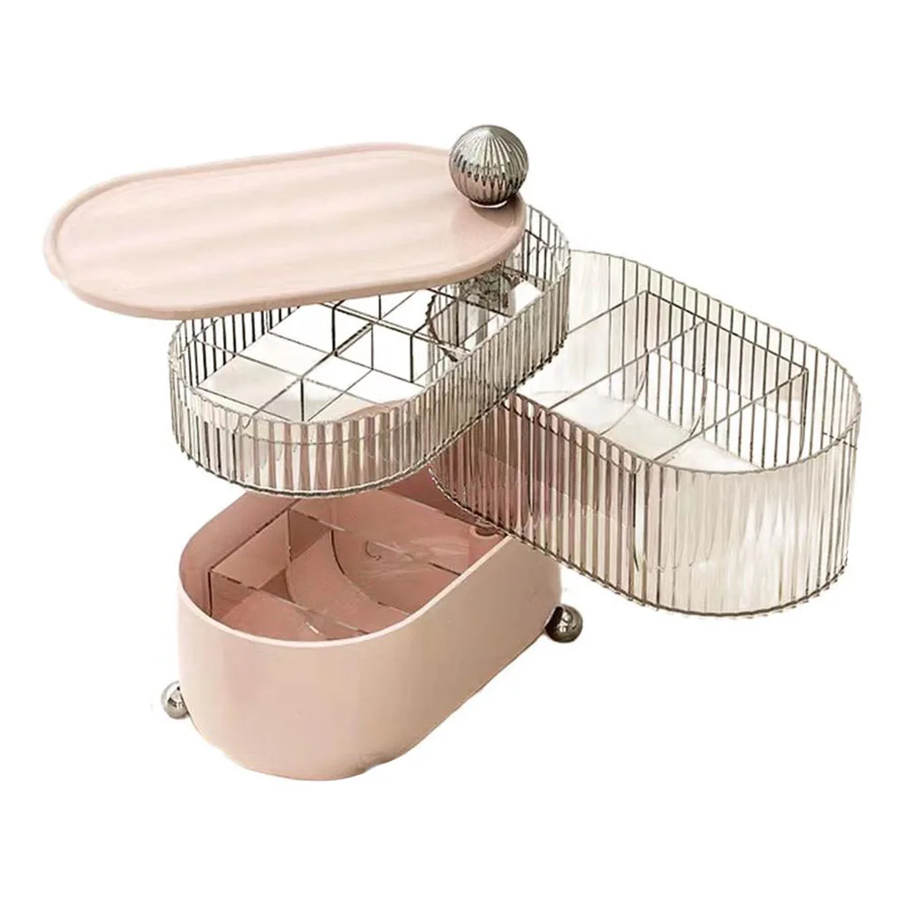 

Настольный органайзер с вращающейся на 360 градусов, многослойное хранилище для ювелирных косметики и пылезащитного дизайна