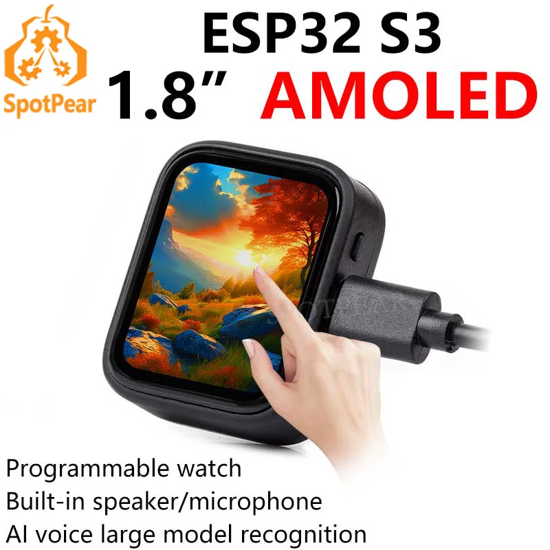 ESP32 S3 Development Board 1.8 inch AMOLED Display 1.8inch TouchScreen QMI8658 /MIC /Audio LVGL AI Voice Programmable Watch