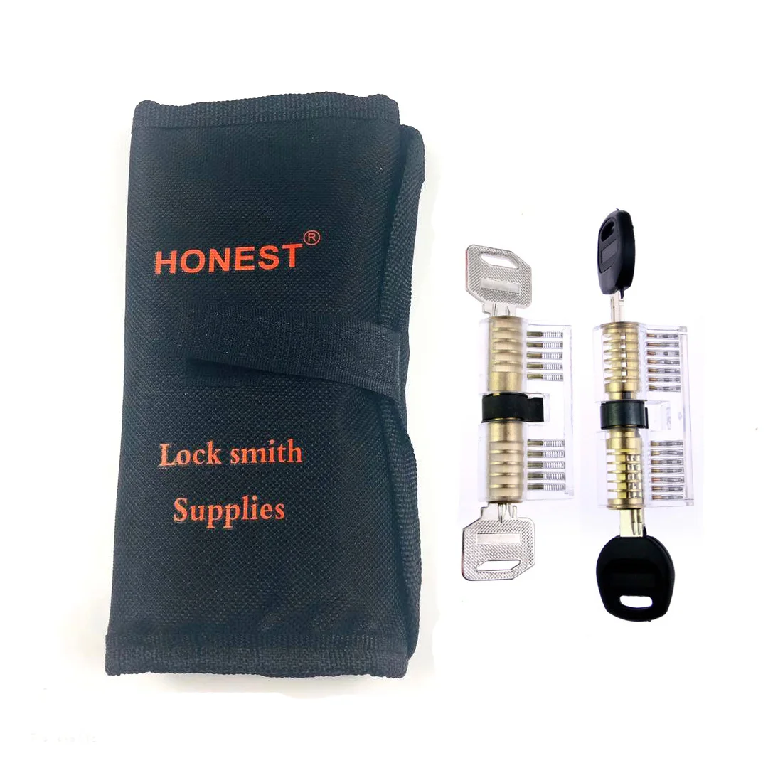 12PCS High Quality Honest Lock Smith Supplier Tools with 2PCS Transparent Locks,Professional Civil Kaba PickSet Tools