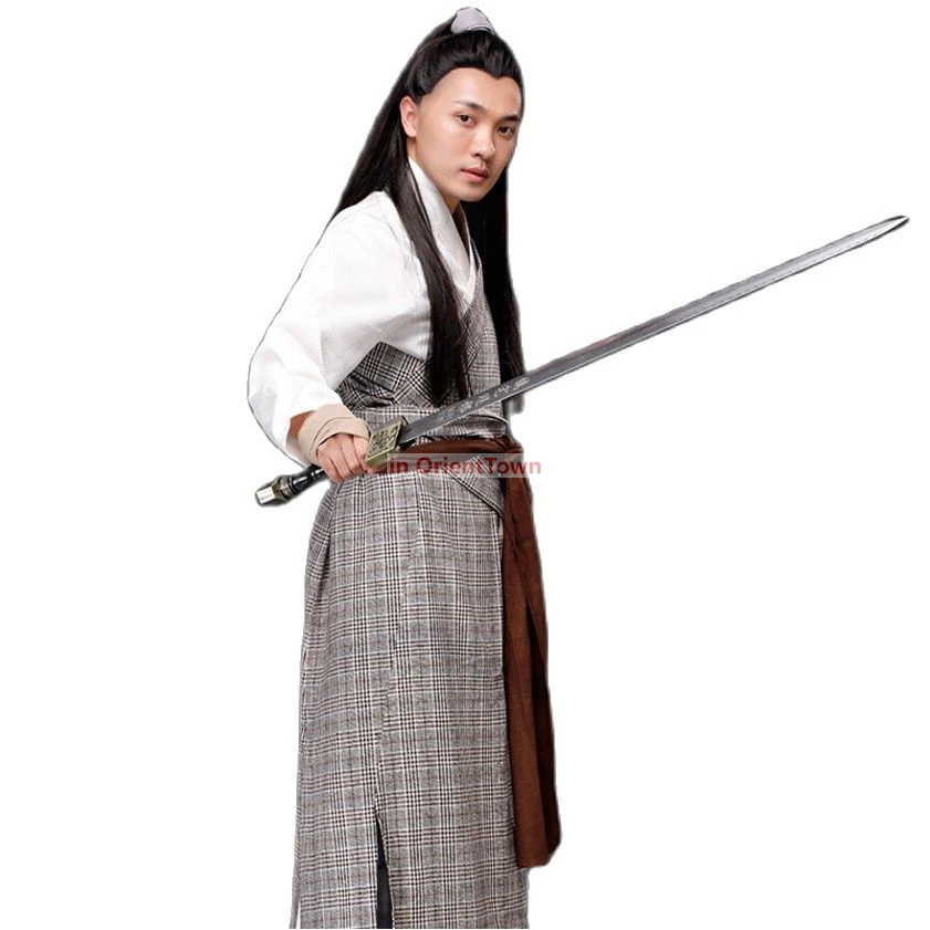 Película de TV Hanfu, ropa de actuación para Cosplay, disfraz antiguo chino para hombre, bata de espadachín, ropa étnica tradicional, vestido de lino y algodón