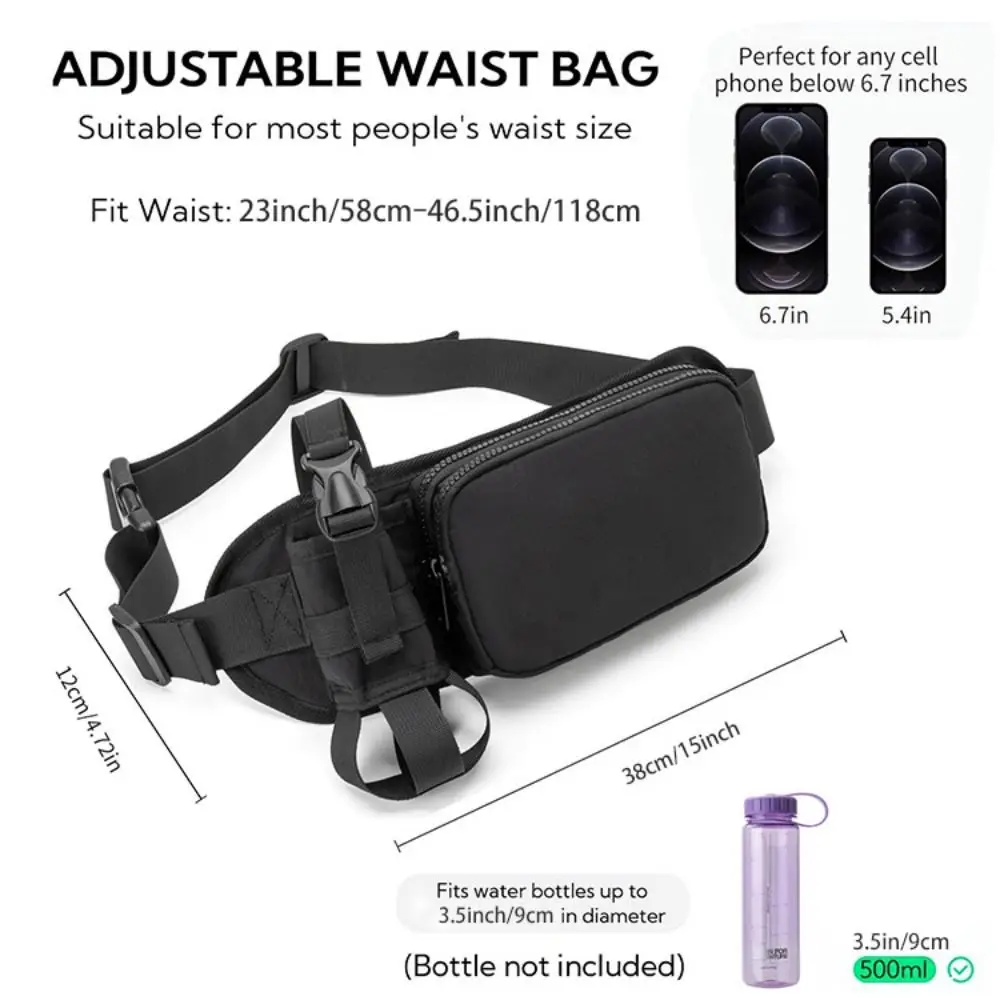 Practical Elastic Running Belt Nylon with Water Bottle Waist Bag Adjustable Sports Bag Jogging