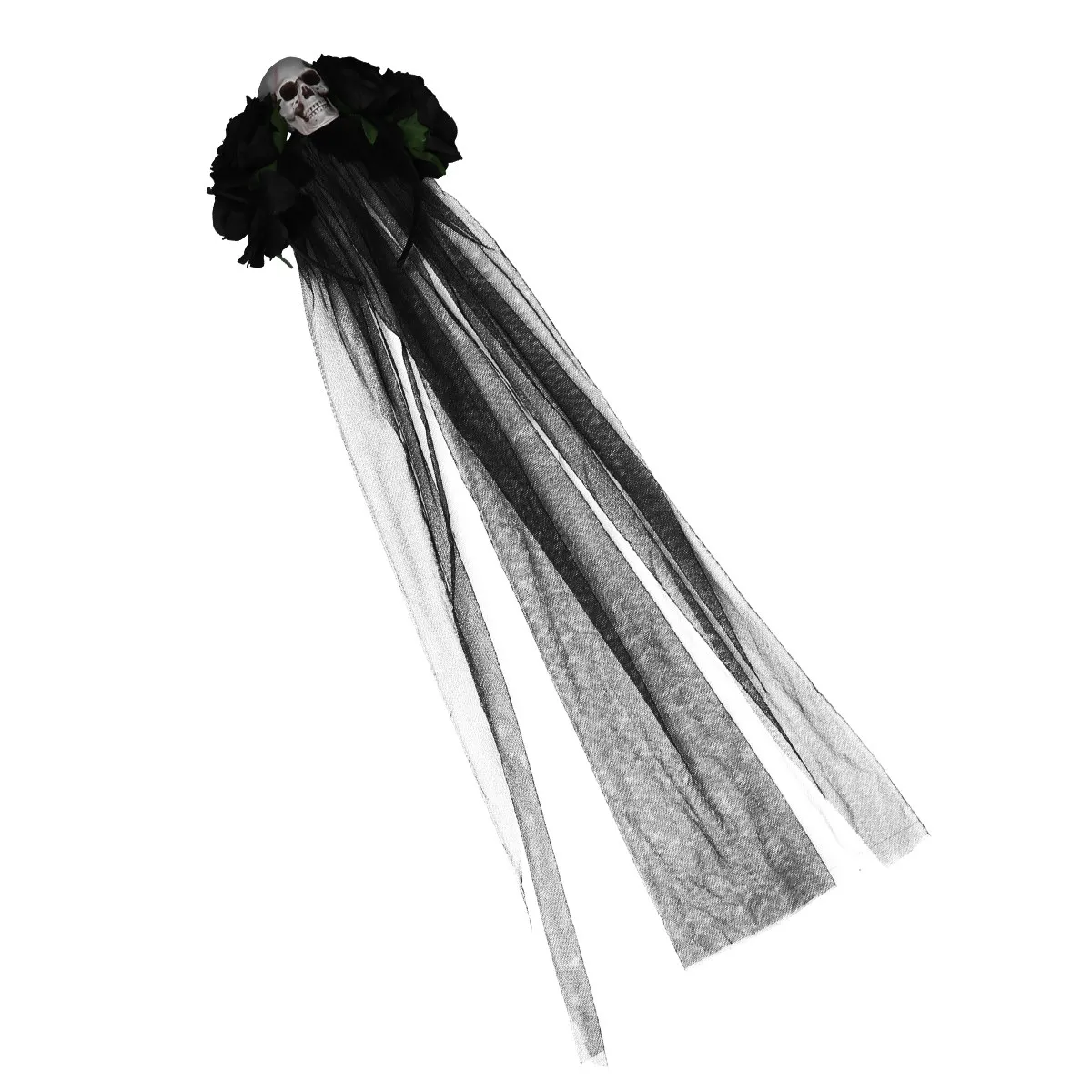 

Long Veil Halloween Skull Flower Headband Party Headdress Photo Prop for Masquerade Festival Costume Performance Comfortable