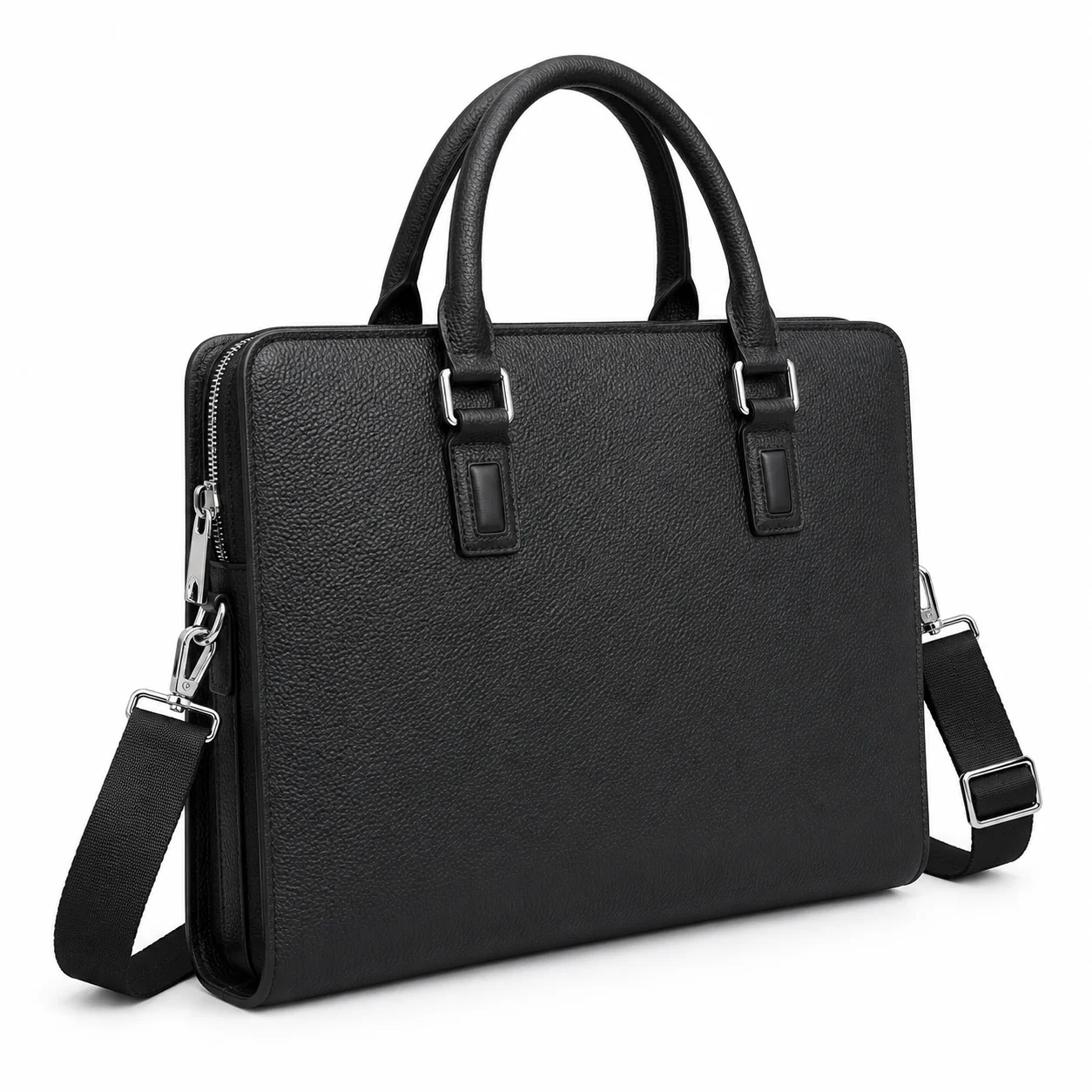 Classic Mens Top Handle Bags Luxury Business Black Briefcase for Men Daily Office Work Handbags Genuine Leather Travel Messenger Bags