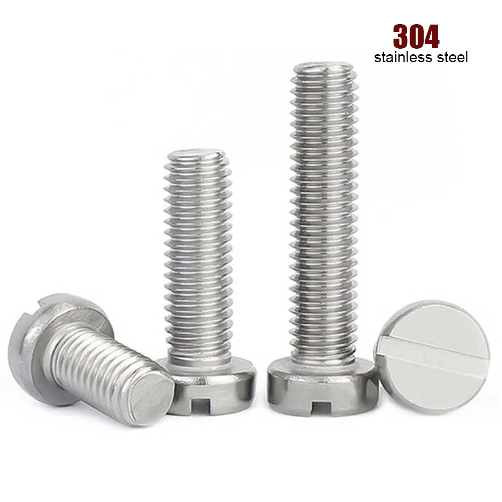 2/4/10/25/50pcs GB65 M1.6 M2 M2.5 M3 M4 M5 M6 M8 M10 304 A2-70 Stainless Steel Slotted Flat Round Cheese Head Machine Screw Bolt