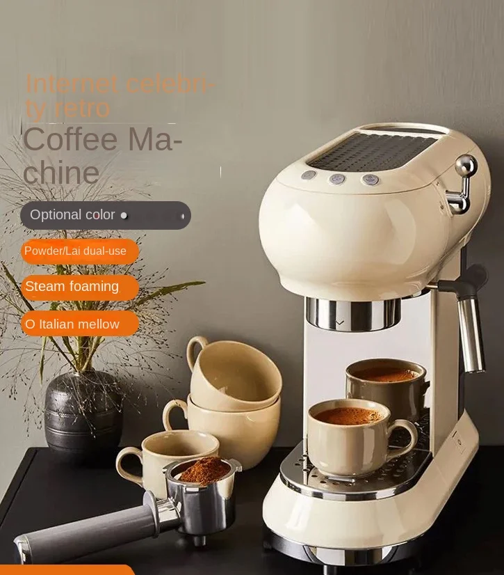 Coffee Machine Semi-automatic Retro Italian Home Office Steam Frothed Milk