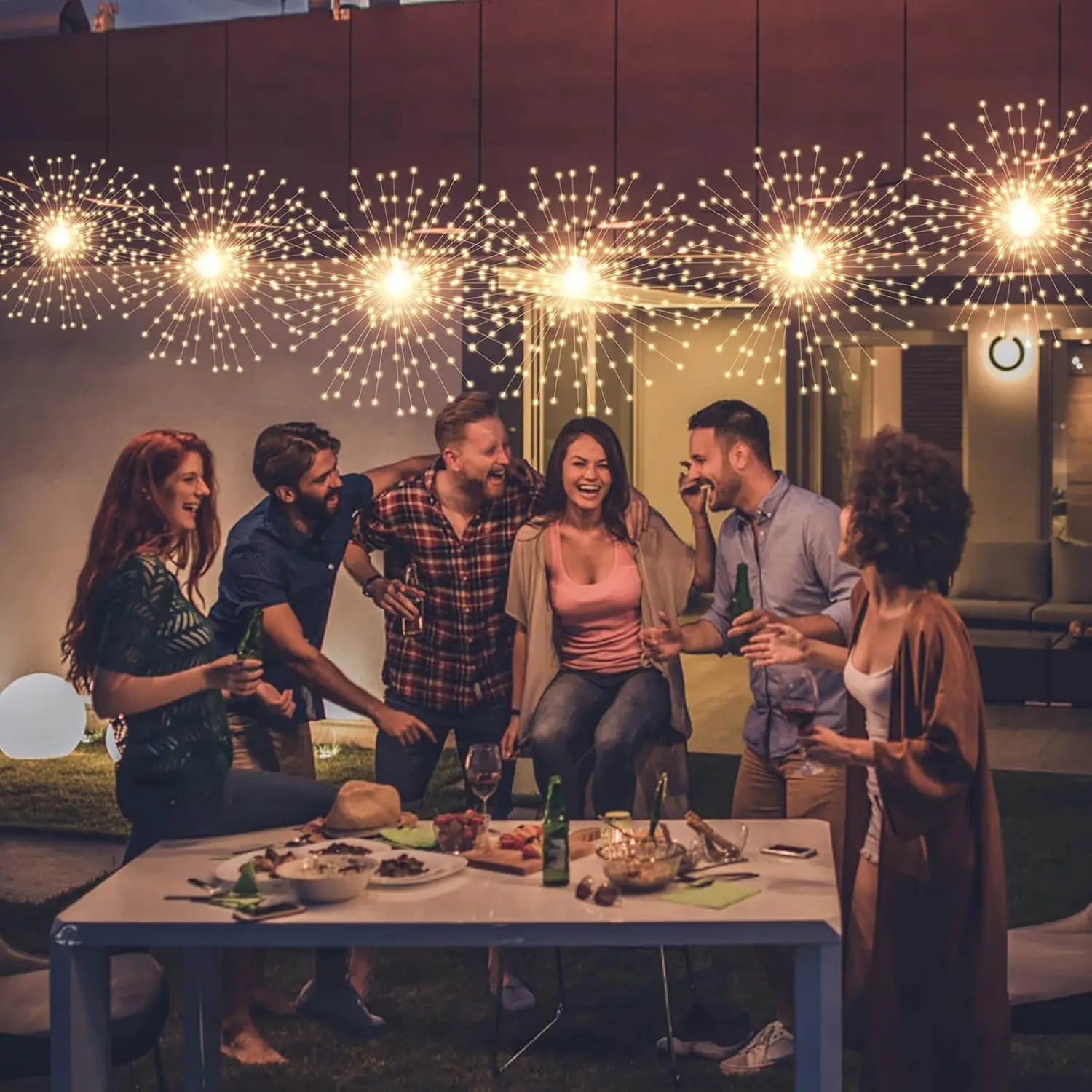 4 Pack 800 LED Starburst Sphere Lights, Battery Operated with Remote Control, Waterproof for Outdoor Christmas Decor