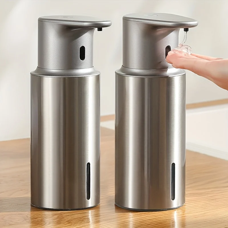 

[2-Pack Sensor Dispenser] DODO MEKIA, 2-Pack Automatic Sensor Soap Dispenser, Stainless Steel Rechargeable Liquid Dispenser, Infrared Sensor Hand Bottle, High/Low Setting Adjustment, 480ml Large Capacity, USB Rechargeable Wall-Mountable Bathroom Liquid Di