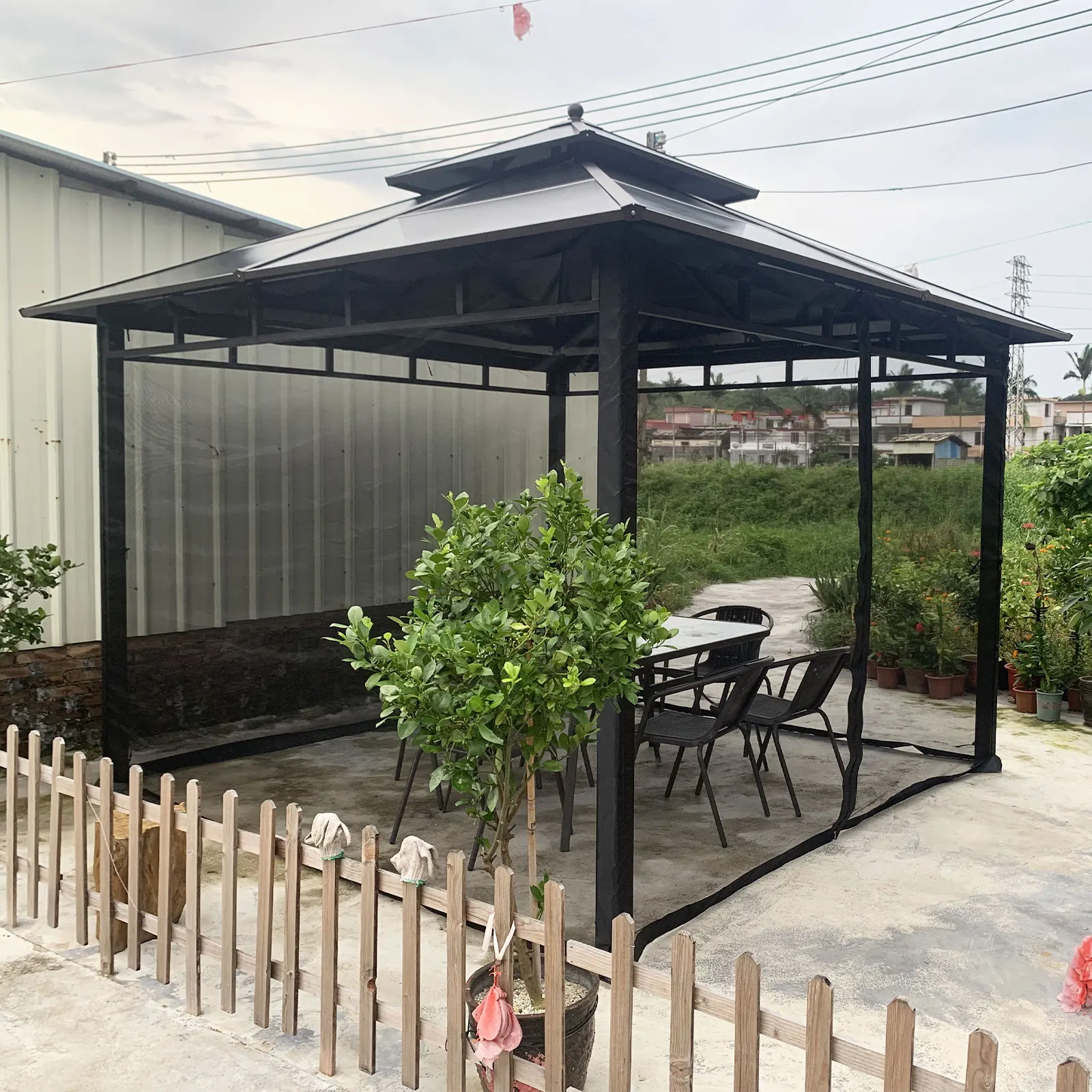 Moskitonetz für Gartenpavillon, Outdoor-Überdachung, Insektennetz mit Reißverschlüssen, Moskitovorhang für Garten und Terrasse, Moskitonetzgewebe – Detail 8