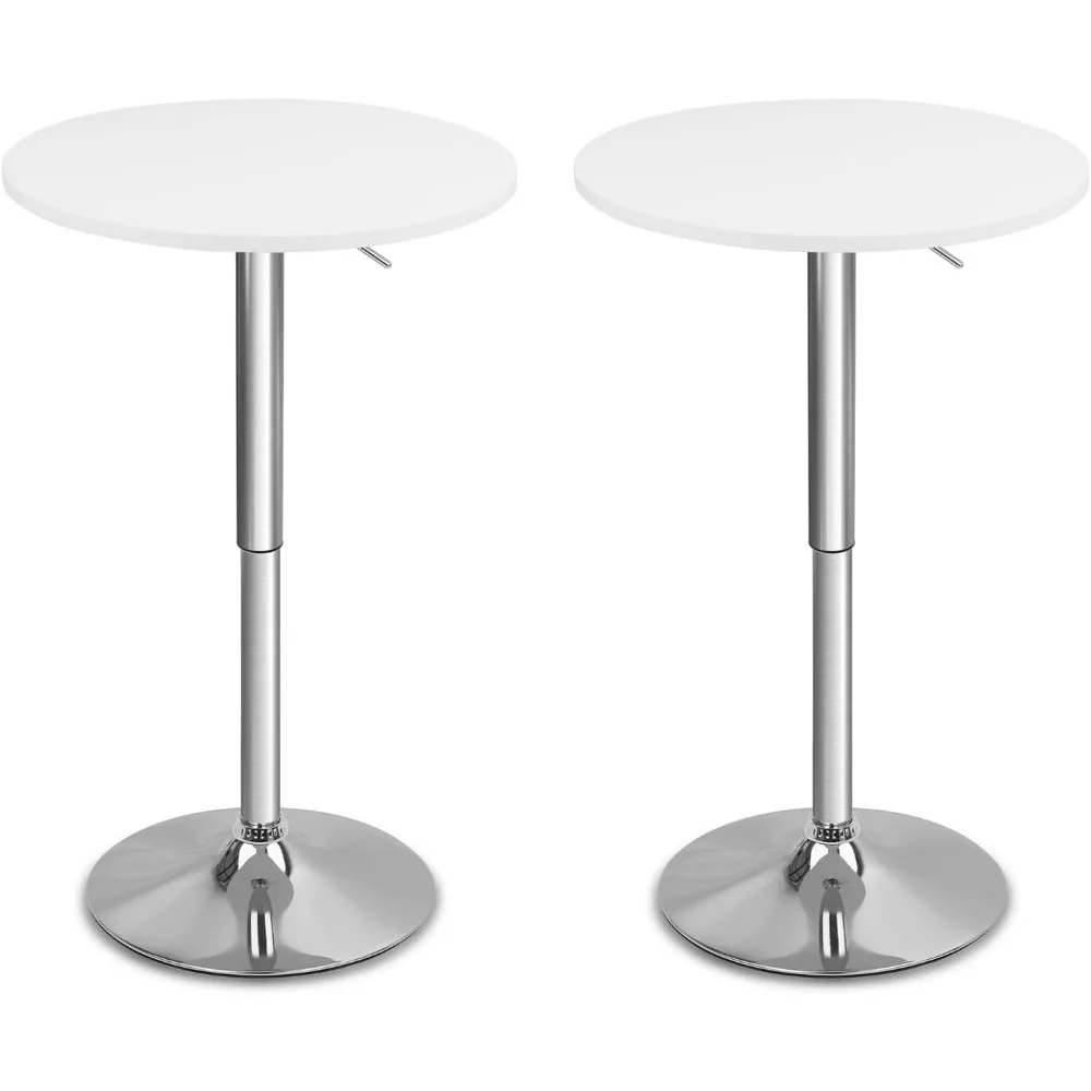 

Round Bar Pub Tables Set of 2, 360° Swivel High Top Cocktail Table with Metal Base, Height Adjustable Bistro Table for Home
