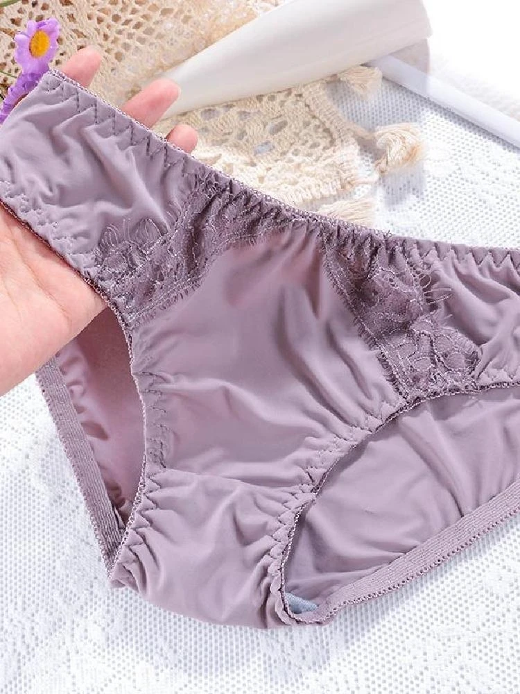 

Women's Mid-Waist Lace Breathable e Pants Comfortable Simple Pure Color Versatile Comfortable Breathable Underwear