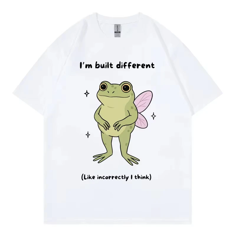 I'm Built Different Funny Frog Meme T-shirt Summer 100%cotton Short Sleeve T-shirts Men Women Fashion Casual Oversized T Shirt