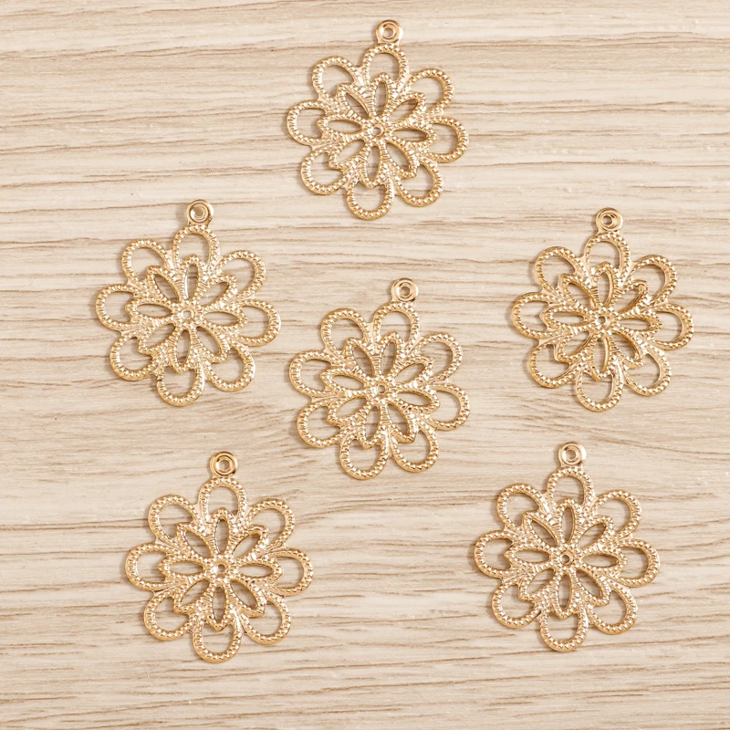Tusember 80 Stück 20*23mm Legierung Goldfarben Hohle Blumen Charms für DIY Handgemachte Anhänger Halsketten Ohrringe Damenschmuckherstellung – Detail 2