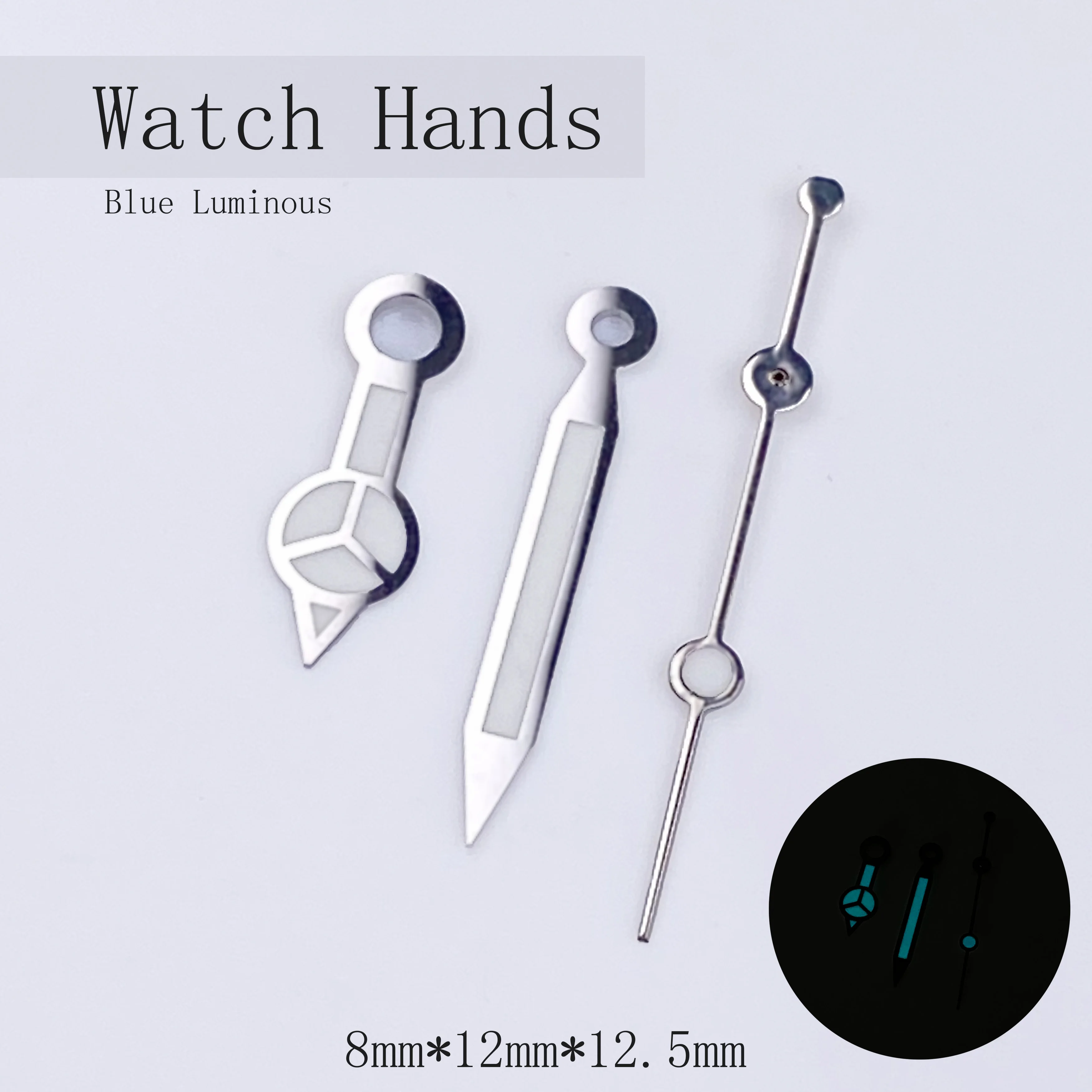 عالية الجودة 8 مللي متر * 12 مللي متر * 12.5 مللي متر الأيدي الشظية الأزرق مضيئة الأيدي ل NH35/36/4R/7S حركة الساعات مؤشرات الأيدي أجزاء