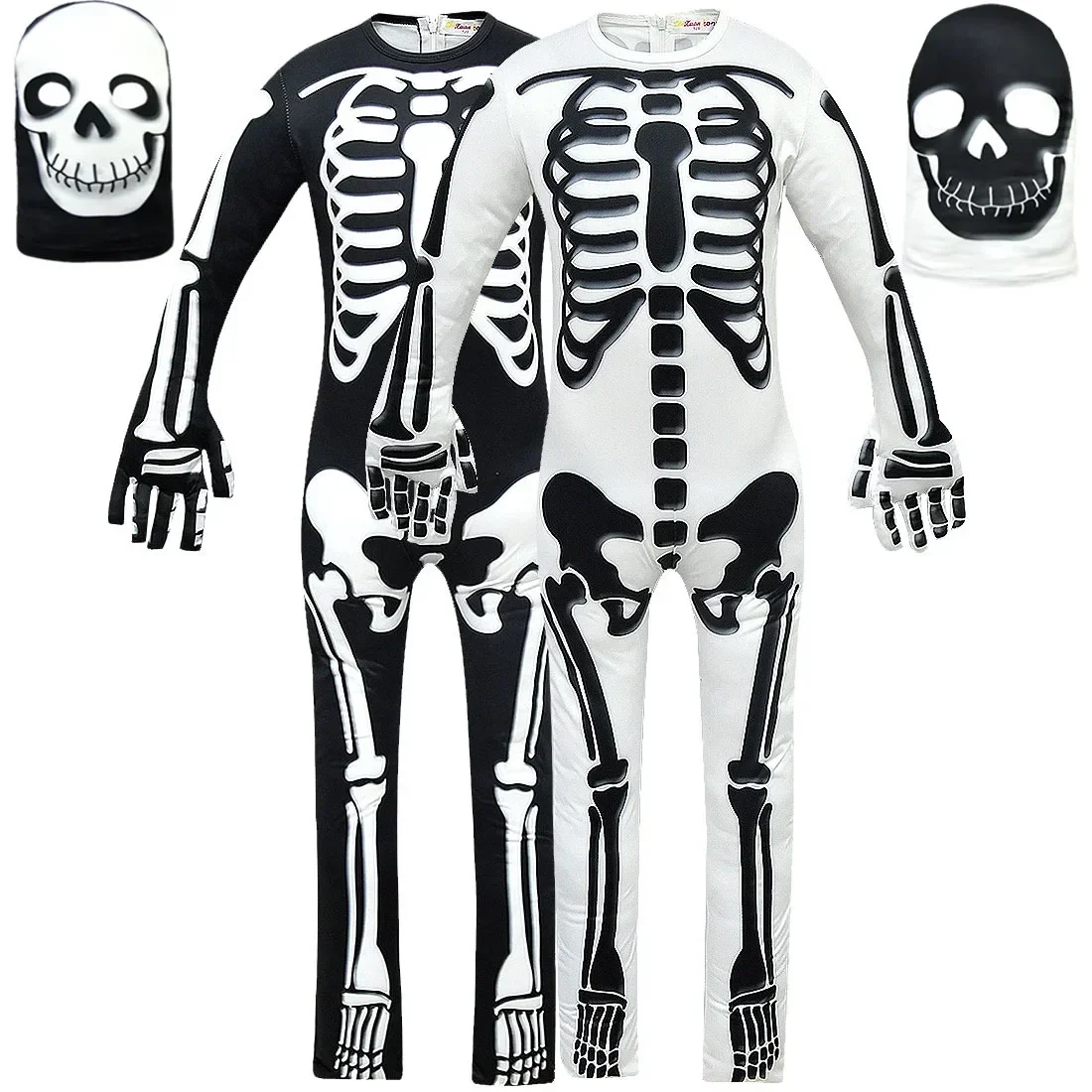 New Party kids clothes explosion skull long-sleeved one-piece romper children's Halloween costume luminous headgear boys clothes